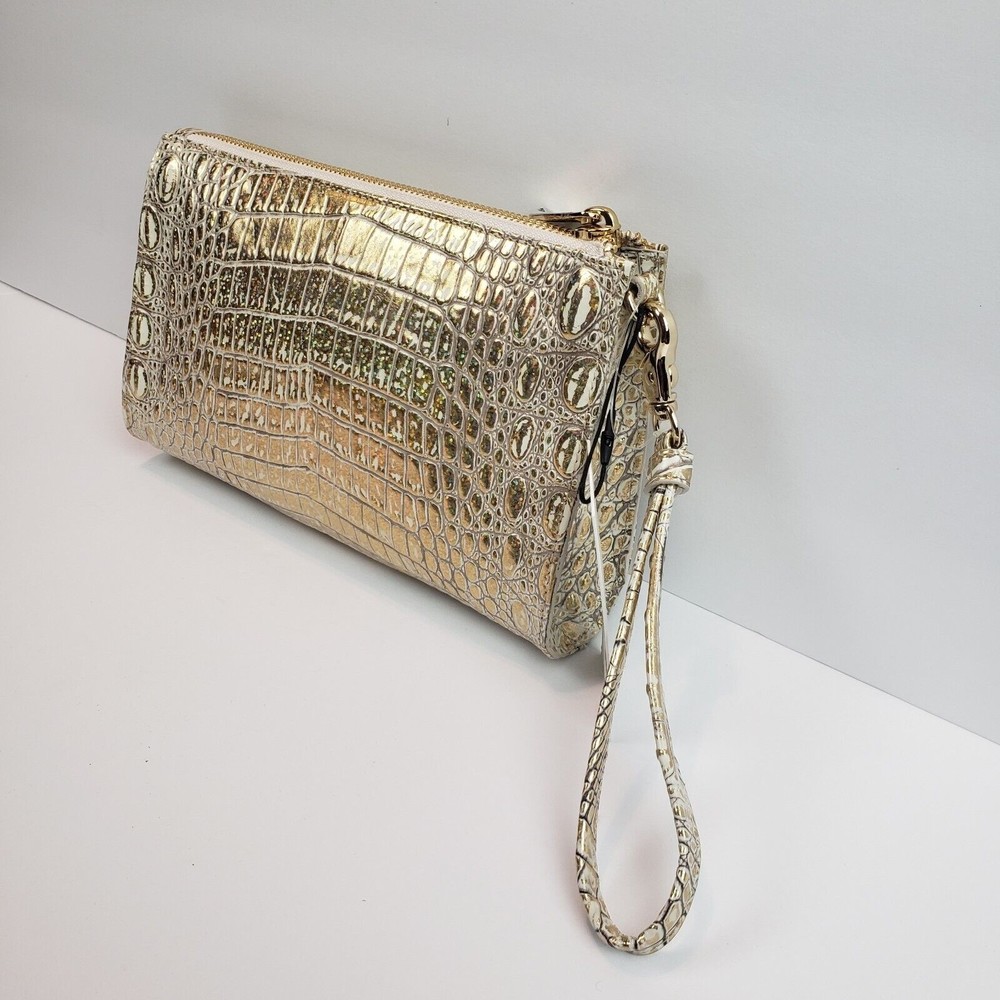 Brahmin Daisy Leather Wristlet Hologram Melbourne Genuine Leather Purse HTF Bag - Picture 10 of 16